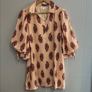 NWT Floral Entro Dress Size Large Cream Red Green New with Tags